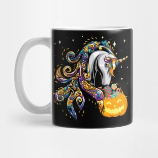 Cute Candy Corn Unicorn Halloween Top Mug